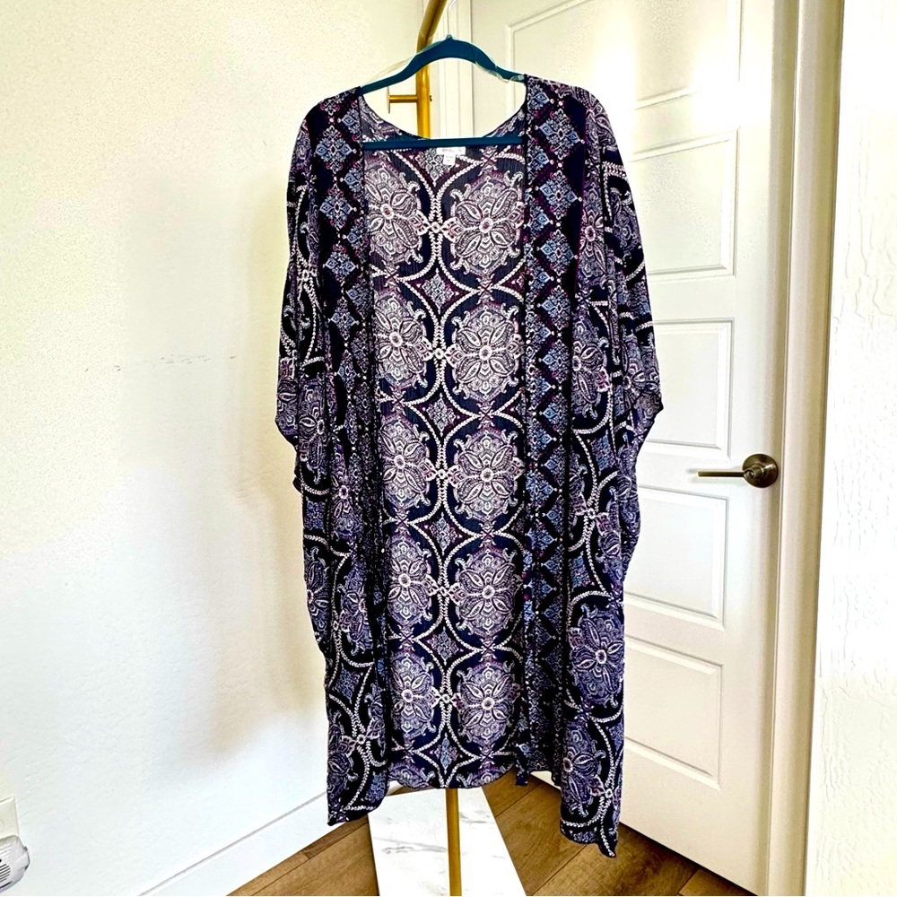 Purple Flowy Moroccan Open Cardigan Kimono XL XXL Festival Bohemian Whimsigoth